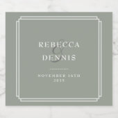 エレガント クラシック アートデコ サージュグリーン ウェディング スパークリングワインラベル (シングルラベル)