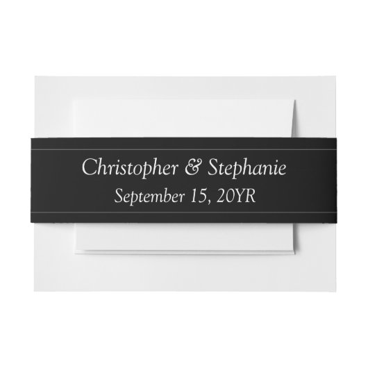 エレガント クラシック カスタマイズ可能 ホワイト スクリプト 結婚式 招待状ベリーバンド (正面例)