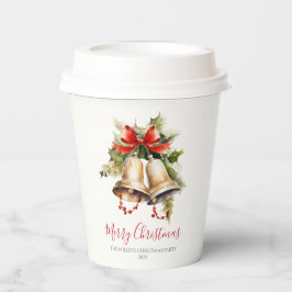 エレガント クラシック クリスマス ペーパー カップ | ゴールド＆レッド 紙コップ