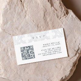 エレガント クラシック ゴシック グリーン QRコード ウェディング RSVP エンクロージャーカード