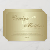 エレガント クラシック | ゴールドチケット | 結婚式のお礼 招待状 (正面/裏面)
