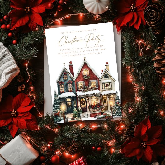 エレガント クラシック ハウジズ ヴィレッジ クリスマス パーティー 招待状
