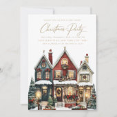 エレガント クラシック ハウジズ ヴィレッジ クリスマス パーティー 招待状 (正面)