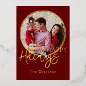 エレガント クラシック ファミリー フォト ホリデー レッド カード (正面)