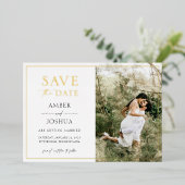 エレガント クラシック フォイル プレス 写真 セーブ・ザ・デート 箔招待状 (立ち正面)