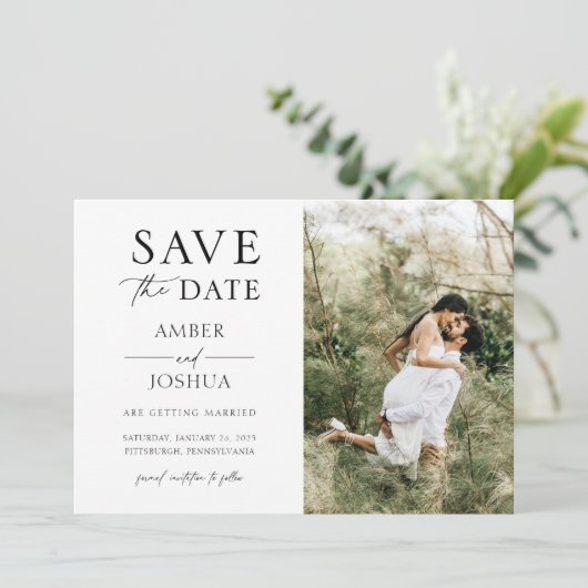 エレガント クラシック フォト ウェディング セーブ・ザ・デート 招待状 (スタンド正面)