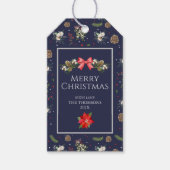 エレガント クラシック フローラル ベリー メリークリスマス ギフトタグ (正面)