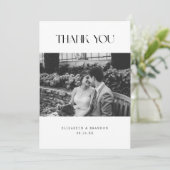 エレガント クラシック ブラック＆ホワイト ウェディング フォト サンキューカード (スタンド正面)
