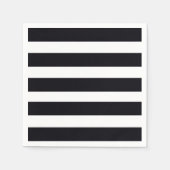 エレガント クラシック ブラック＆ホワイト ストライプ モダン シック スタンダードカクテルナプキン (正面)