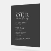 エレガント、クラシック、ブラック、WELCOME TO OUR LOVE STORY アクリルサイン (傾斜)