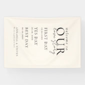 エレガント クラシック ベージュ  私たちのラブストーリーへようこそ 横断幕 (横)