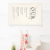 エレガント クラシック ベージュ  私たちのラブストーリーへようこそ 横断幕 (インサイチュ)