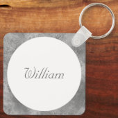 エレガント クラシック ホワイト シルバー パーソナライズ モノグラム キーホルダー (裏面)