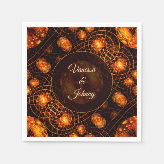 エレガント クラシック ボーホー モダン ゴールド #901 ウェディング スタンダードカクテルナプキン (正面)