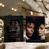 エレガント クラシック ミニマル スクリプト ウェディング 2 フォト 招待状