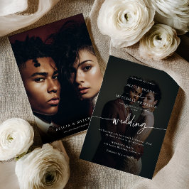 エレガント クラシック ミニマル スクリプト ウェディング 2 フォト 招待状