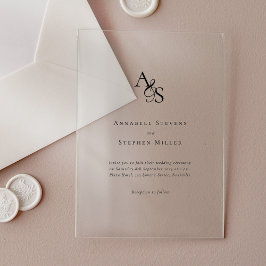 エレガント,クラシック，モノグラム結婚, s アクリル招待状