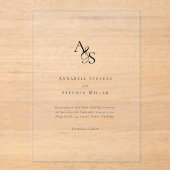 エレガント,クラシック，モノグラム結婚, s アクリル招待状 (正面)