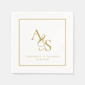 エレガント,クラシック，モノグラム結婚, s スタンダードカクテルナプキン (正面)