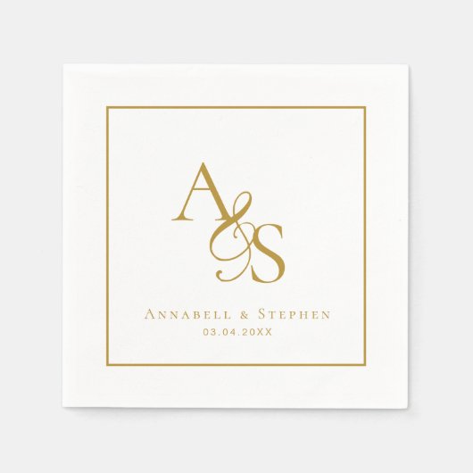 エレガント,クラシック，モノグラム結婚, s スタンダードカクテルナプキン (正面)