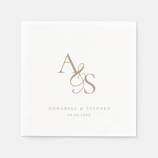 エレガント,クラシック，モノグラム結婚, s スタンダードカクテルナプキン (正面)