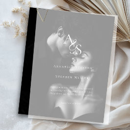 エレガント,クラシック，モノグラム結婚, s ベラム紙招待状