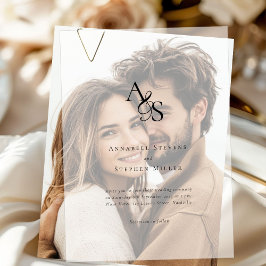 エレガント,クラシック，モノグラム結婚, s ベラム紙招待状