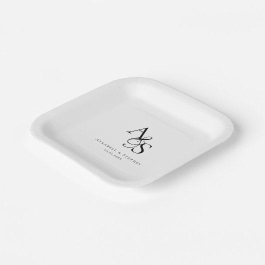 エレガント,クラシック,モノグラム結婚, s ペーパープレート (傾斜あり)