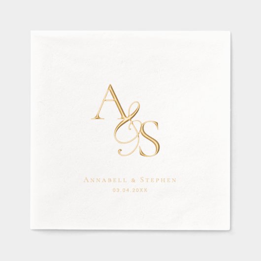 エレガント,クラシック,モノグラム結婚, s 箔ナプキン (正面)