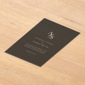 エレガント,クラシック,モノグラム,ダークグレイ結婚ズ アクリル招待状 (レイダウン)