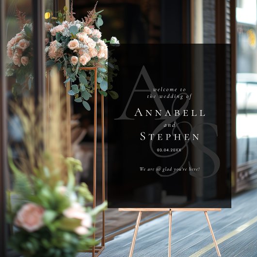 エレガント,クラシック,モノグラム,ブラック,結婚s アクリルサイン