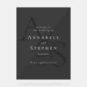 エレガント,クラシック,モノグラム,ブラック,結婚s アクリルサイン (正面)