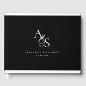 エレガント,クラシック,モノグラム,ブラック,結婚s ゲストブック (正面)