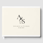 エレガント,クラシック，モノグラム，ベージュ，結婚の ゲストブック (正面)