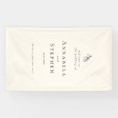 エレガント,クラシック，モノグラム，ベージュ，結婚の 横断幕 (横)