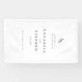 エレガント,クラシック,モノグラム,ホワイトブラック,結婚s 横断幕 (横)