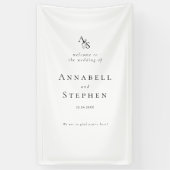 エレガント,クラシック,モノグラム,ホワイトブラック,結婚s 横断幕 (縦)