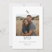 エレガント クラシック モノグラム ホワイト ウェディング ワンフォト セーブザデート (正面)