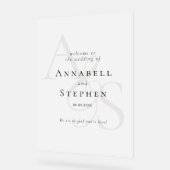 エレガント,クラシック,モノグラム,白結婚, s アクリルサイン (傾斜)