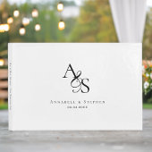 エレガント,クラシック，モノグラム，白結婚, s ゲストブック