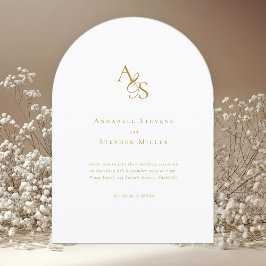 エレガント,クラシック，モノグラム，白結婚, s 招待状