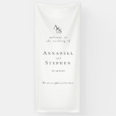 エレガント,クラシック，モノグラム，白結婚, s 横断幕 (縦)