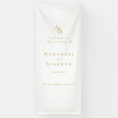 エレガント,クラシック，モノグラム，白結婚, s 横断幕 (縦)