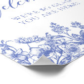 エレガント クラシック ヴィンテージ ブルー フローラル ウェルカム サイン (角)