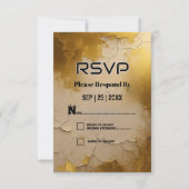 エレガント クラックド ゴールド フォイル ウェディング RSVP カード (正面)