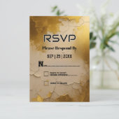 エレガント クラックド ゴールド フォイル ウェディング RSVP カード (スタンド正面)