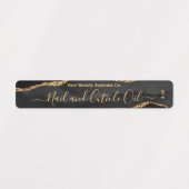 エレガント クラッシィ ブラック ゴールド マーブル ビューティー プロダクト ラベル (デザイン2)