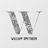 エレガント クラッシィ ホワイト シルバー パーソナライズ モノグラム ウィンドウサイン (シート)