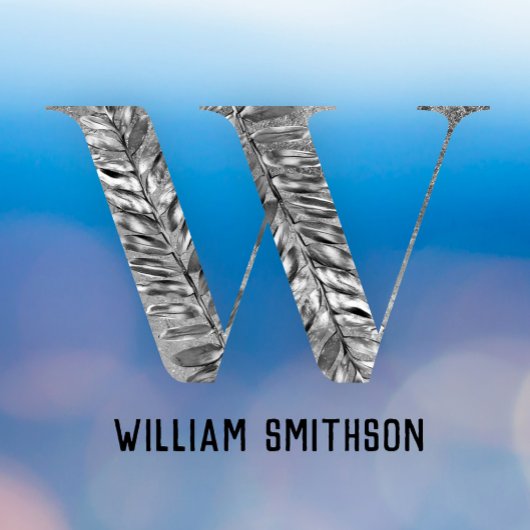 エレガント クラッシィ ホワイト シルバー パーソナライズ モノグラム ウィンドウサイン