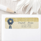 エレガント、クリスマスブルーリース、金ゴールドキラキラ ラベル (インサイチュ)